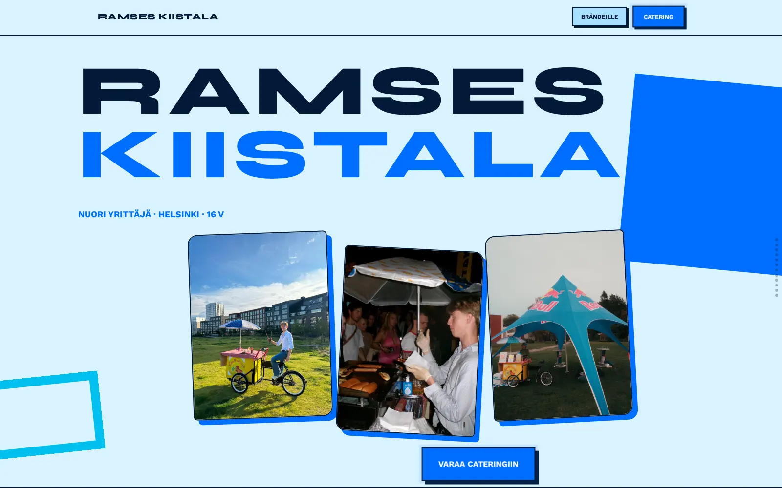 Ramses Kiistalan verkkosivun yläosa